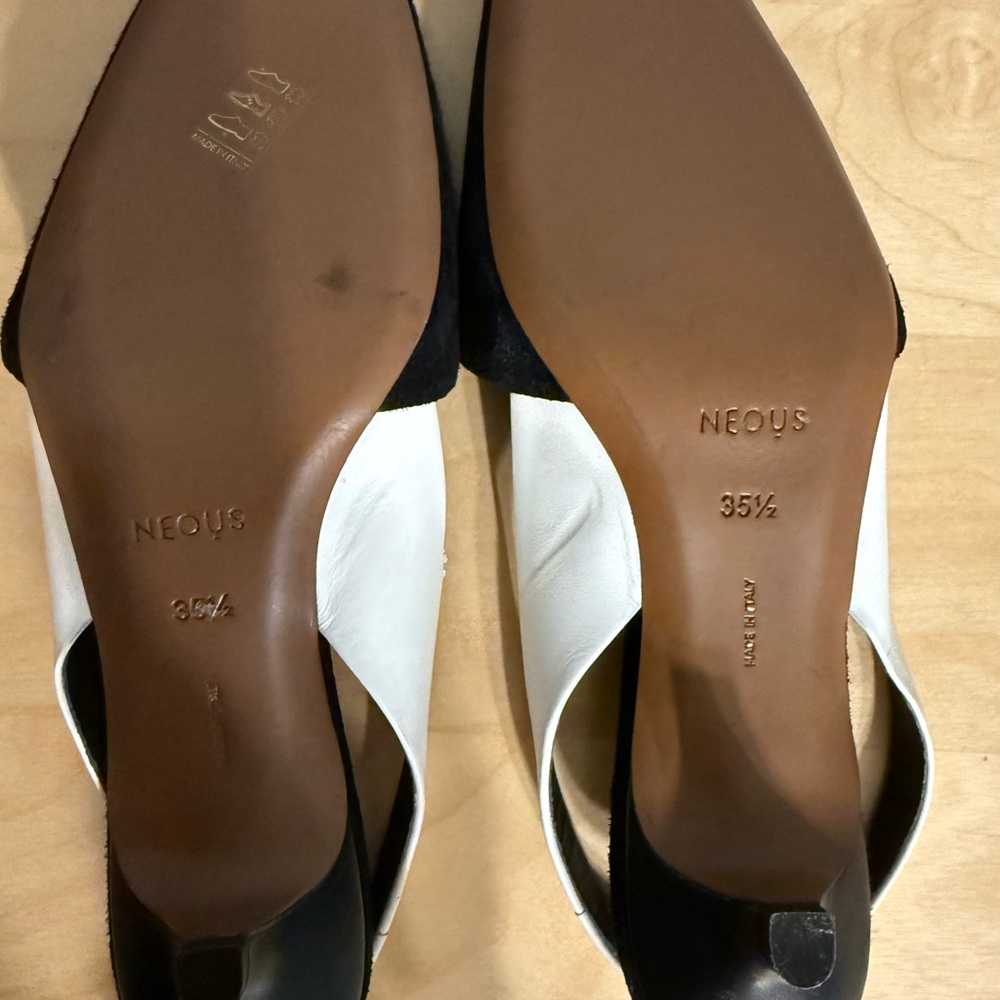 NEOUS Heels Italian Leather Slingback with Suede Square Toe EU 35.5 / US 5.5 - 6 - Picture 2 of 8